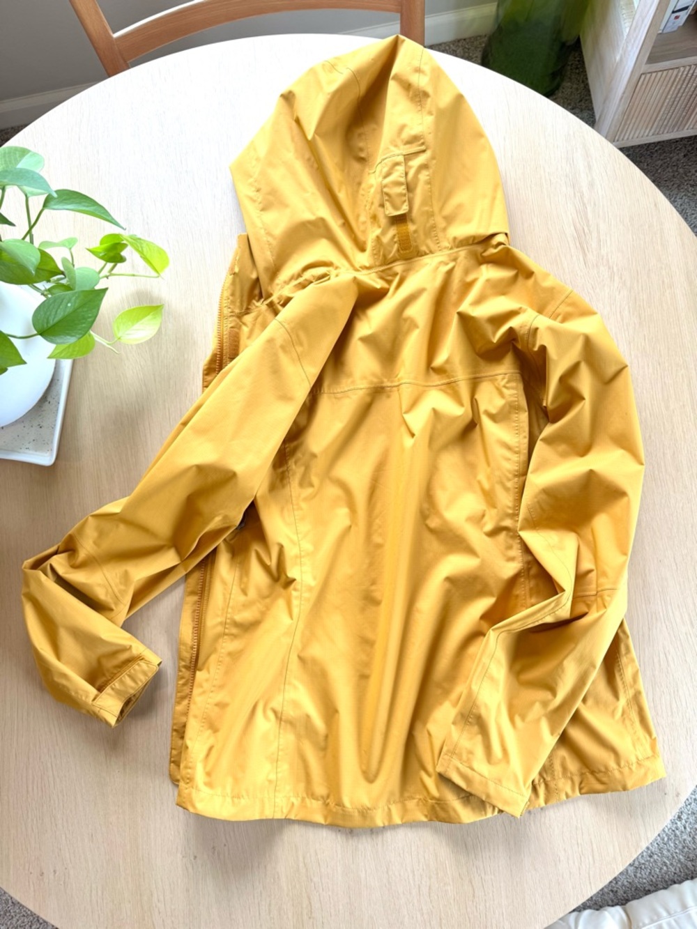 REI Women’s Mustard Yellow Hooded Rain Jacket - Picture 2 of 7